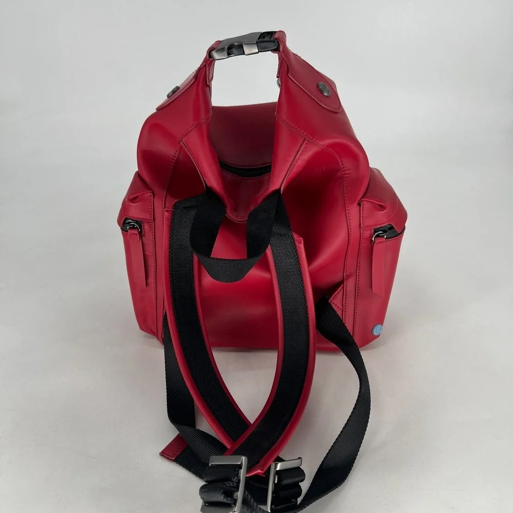 Hunter Original Top Clip Backpack Red Coated Rubberized Leather‎